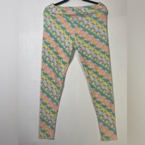 Lularoe TC Women's Leggings Multicolor Geometric Circles Tall & Curvy.